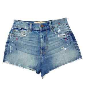 HOLLISTER Womens 0 W24 Vintage High Rise Distressed Denim Shorts Stars Cutoff